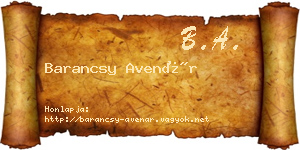 Barancsy Avenár névjegykártya